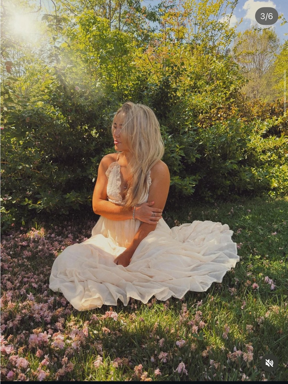 Source Unknown Cream Ruffled Circle Skirt